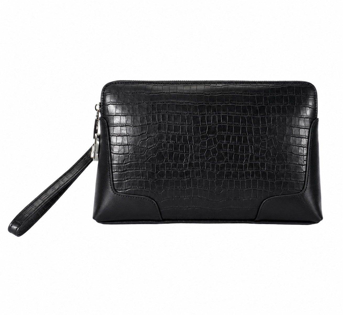 Crocodile-patterned combination lock clutch
