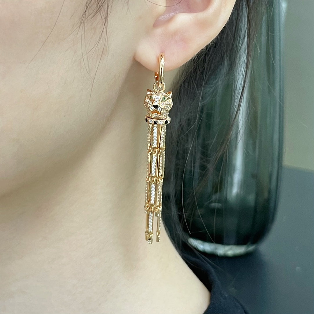 leopard tassel earrings