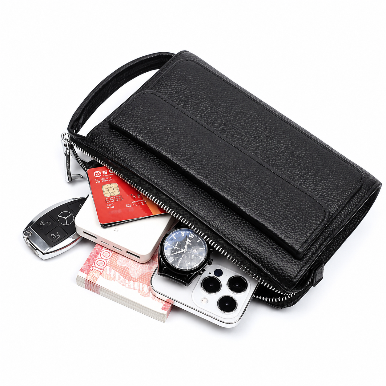Genuine Leather Fingerprint Lock Fashion Handbag