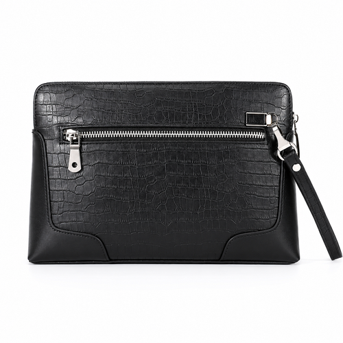 Genuine Leather Fingerprint Unlock Business Clutch