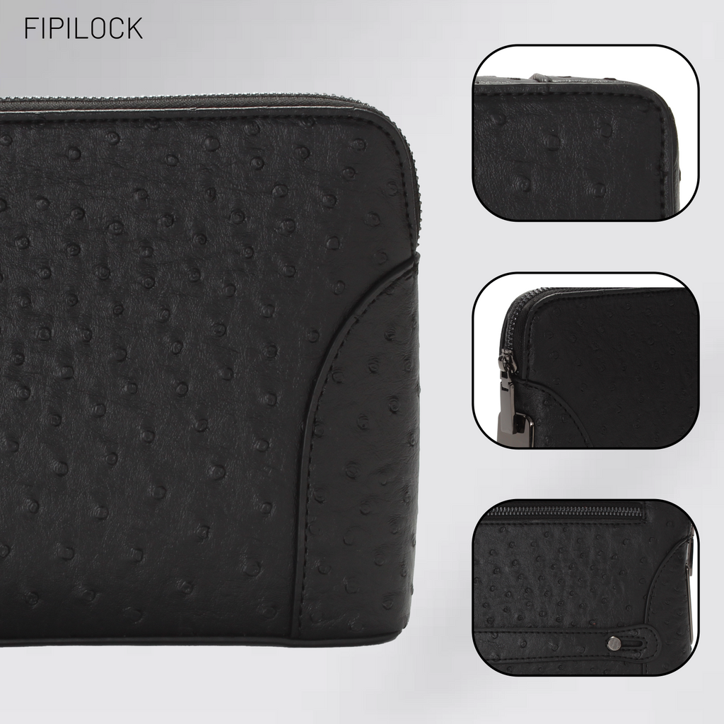 Ostrich-patterned fingerprint unlock clutch