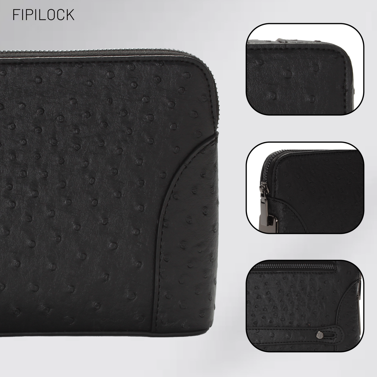 Ostrich-patterned fingerprint unlock clutch