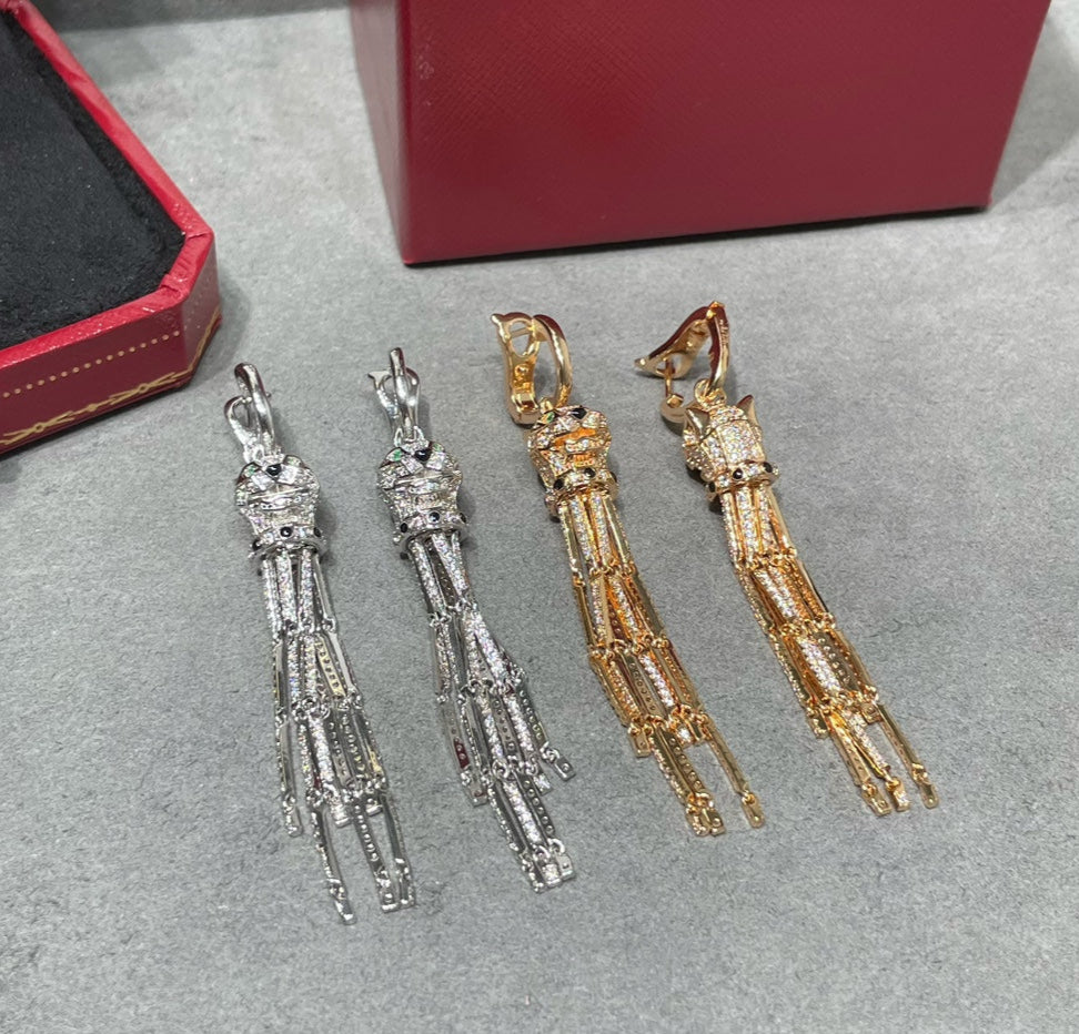 leopard tassel earrings