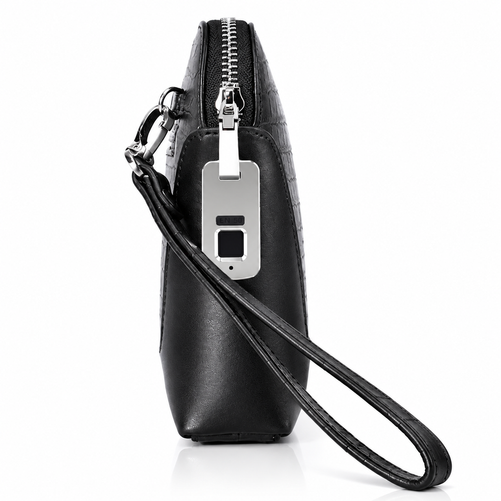 Genuine Leather Fingerprint Unlock Business Clutch