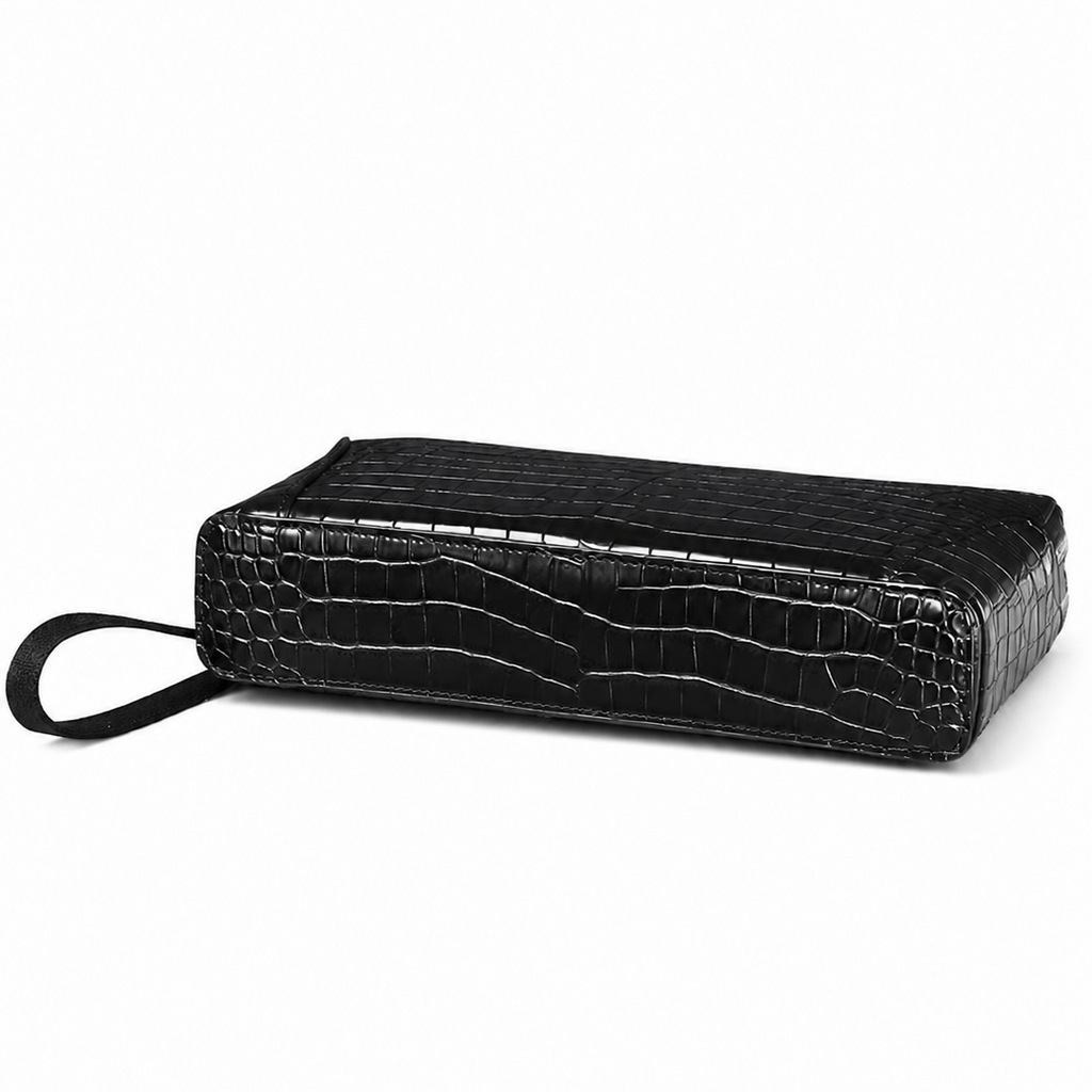Genuine Leather Double-Zip Clutch