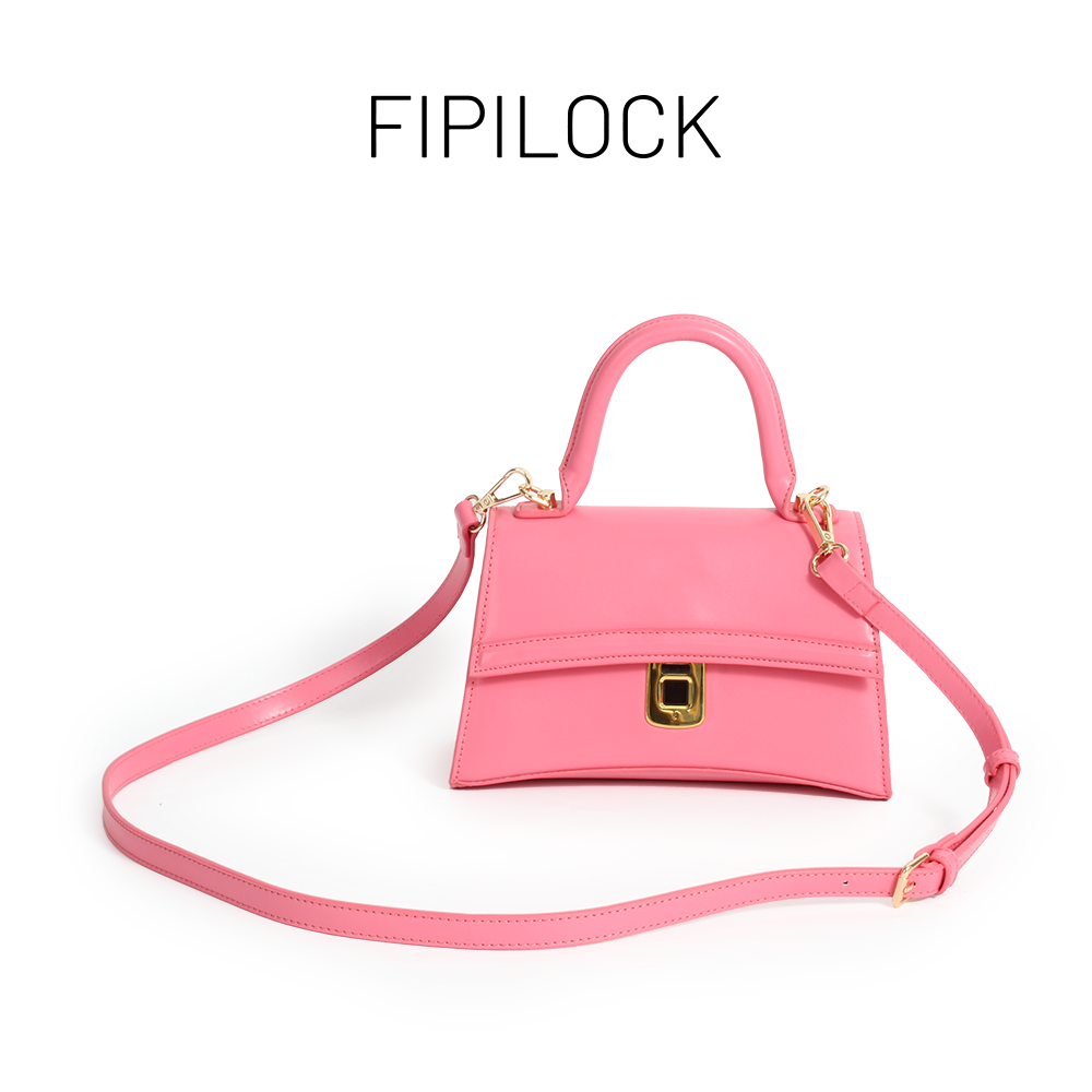 Pink handbag with fingerprint lock