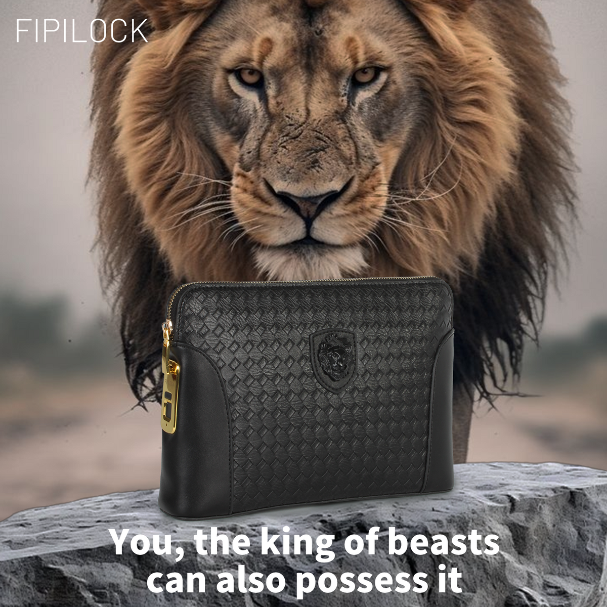 Men Genuine Top‑Grain Leather Smart Fingerprint Lock Hand Pouch