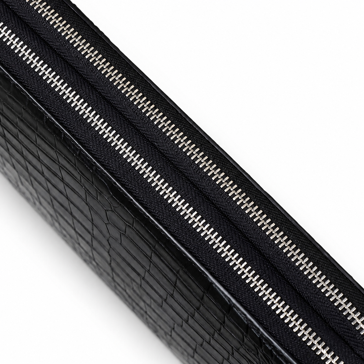 Genuine Leather Double-Zip Clutch