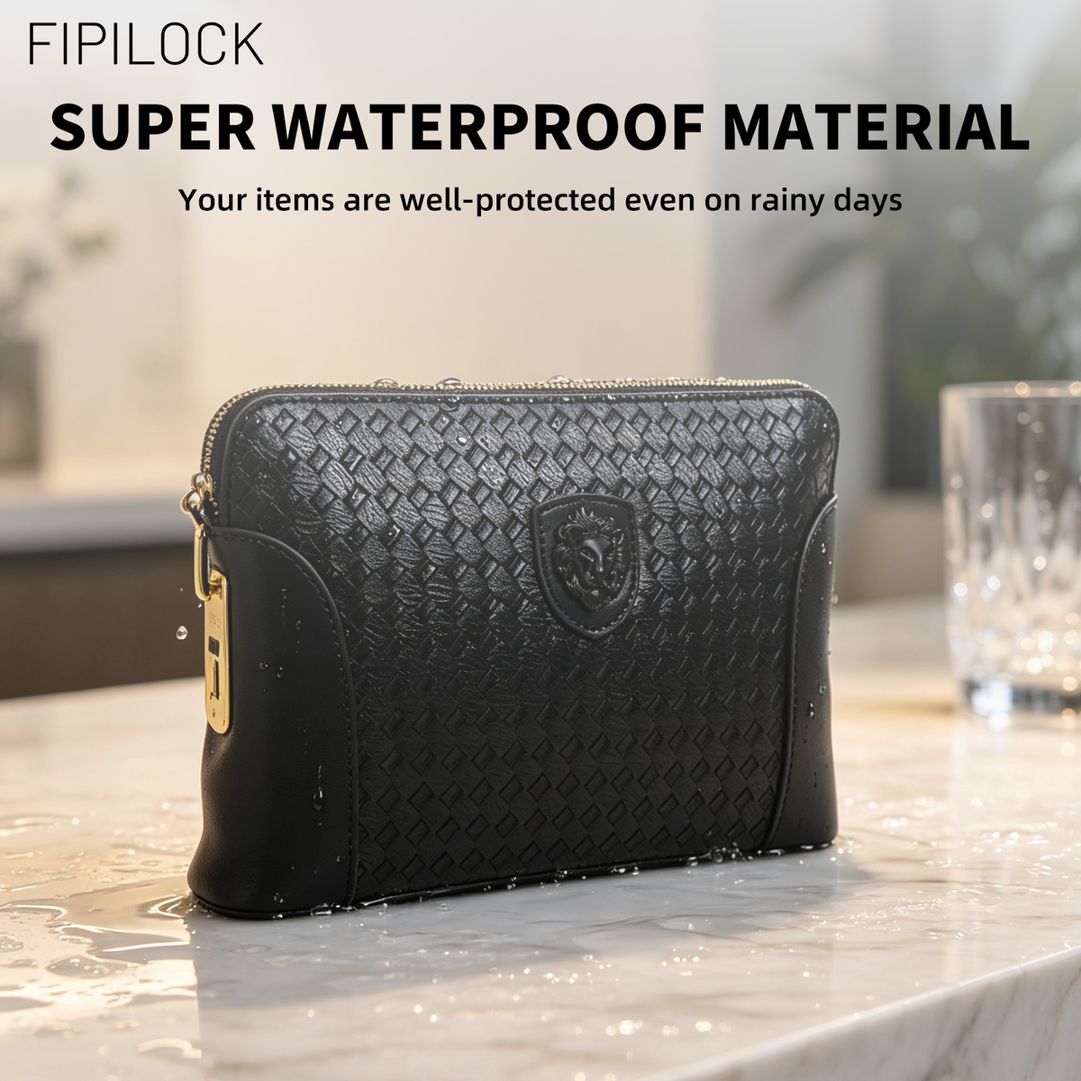 Men Genuine Top‑Grain Leather Smart Fingerprint Lock Hand Pouch