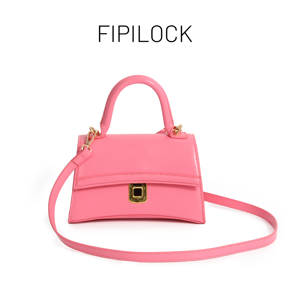 Pink handbag with fingerprint lock
