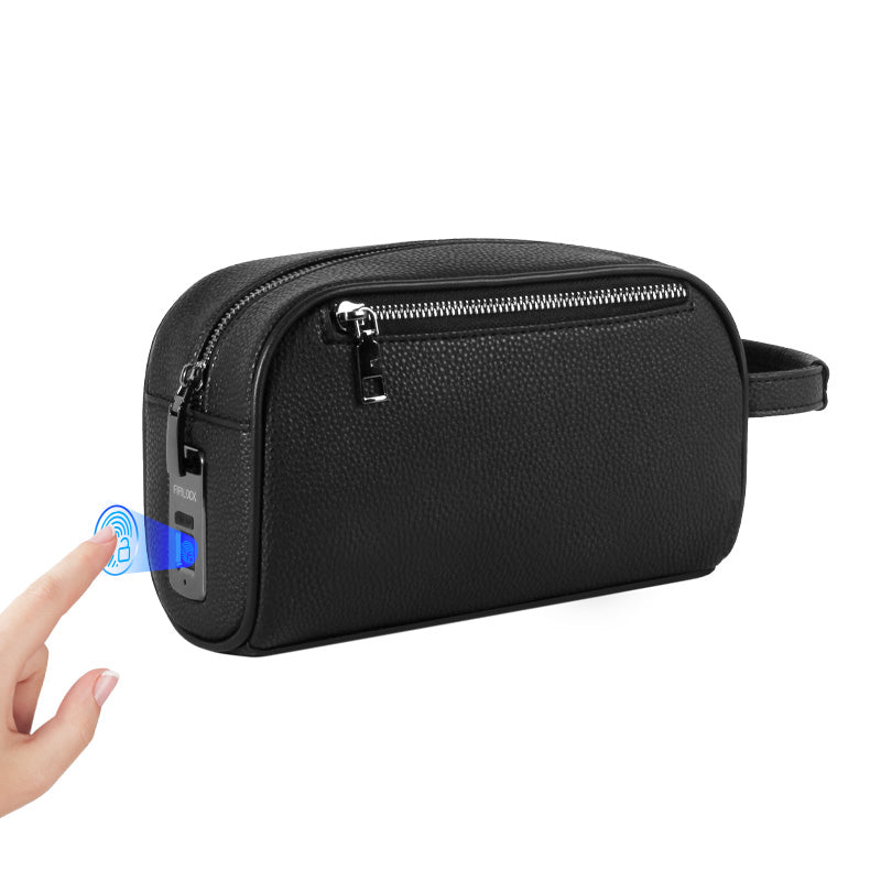 Men’s Top‑Grain Leather Fingerprint Lock Anti‑Theft Clutch Bag