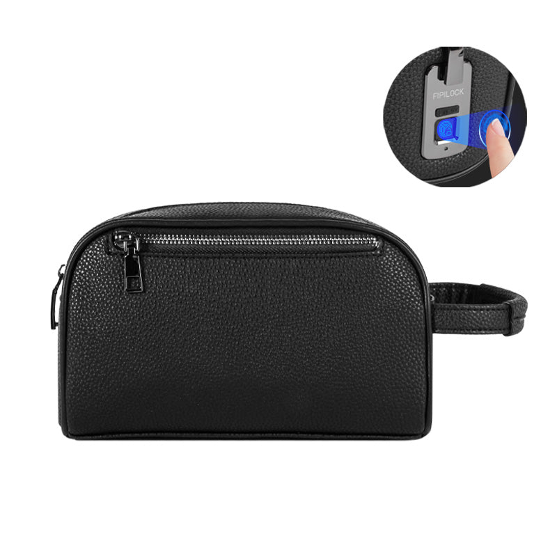 Men’s Top‑Grain Leather Fingerprint Lock Anti‑Theft Clutch Bag