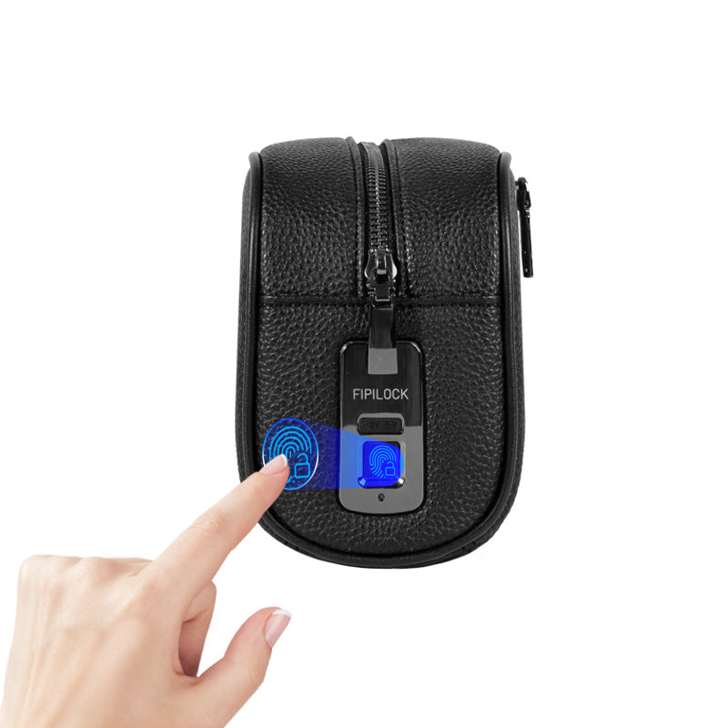 Men’s Top‑Grain Leather Fingerprint Lock Anti‑Theft Clutch Bag