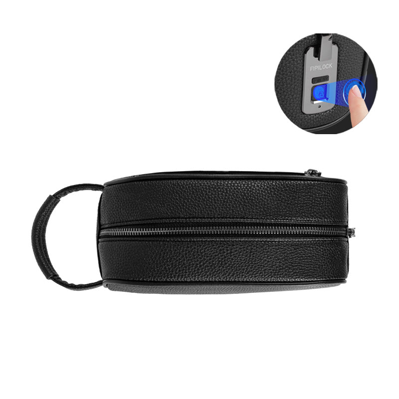 Men’s Top‑Grain Leather Fingerprint Lock Anti‑Theft Clutch Bag