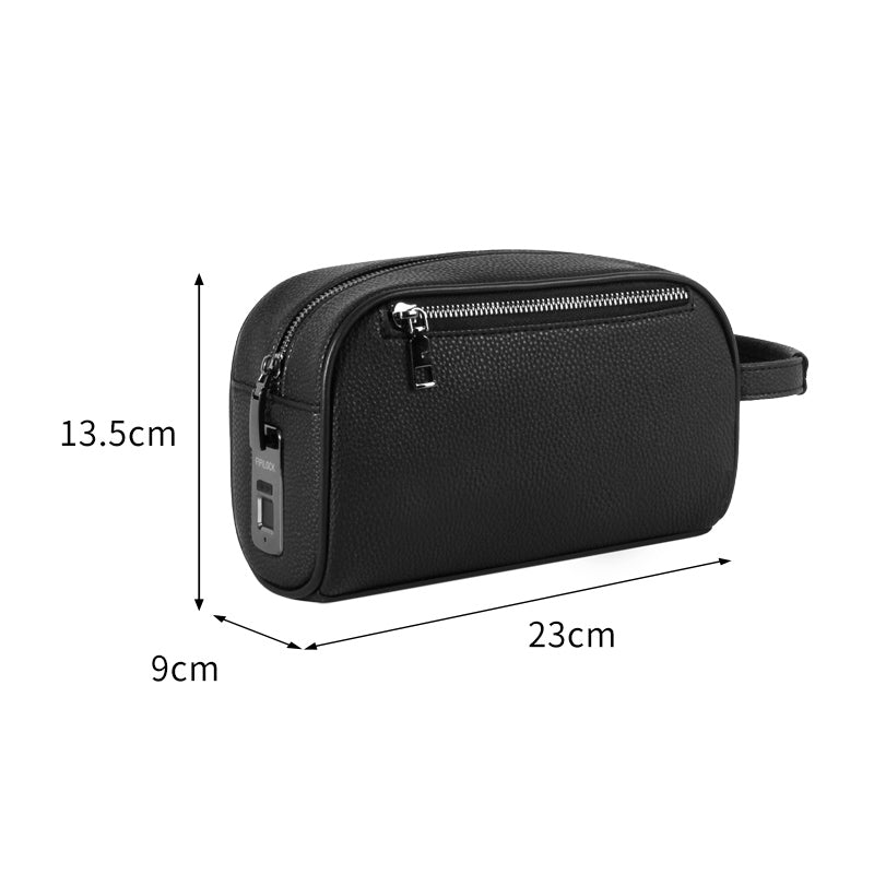 Men’s Top‑Grain Leather Fingerprint Lock Anti‑Theft Clutch Bag