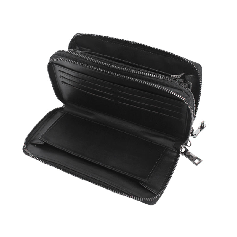 Luxury Men Fingerprint Unlock Clutch, Top‑Grain Cowhide Hand Purse