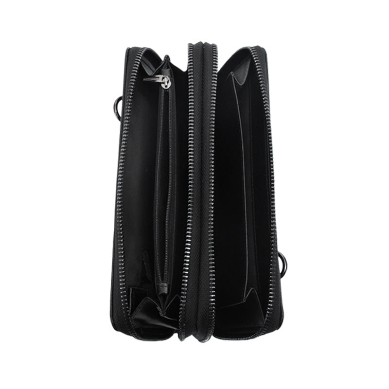 Luxury Men Fingerprint Unlock Clutch, Top‑Grain Cowhide Hand Purse