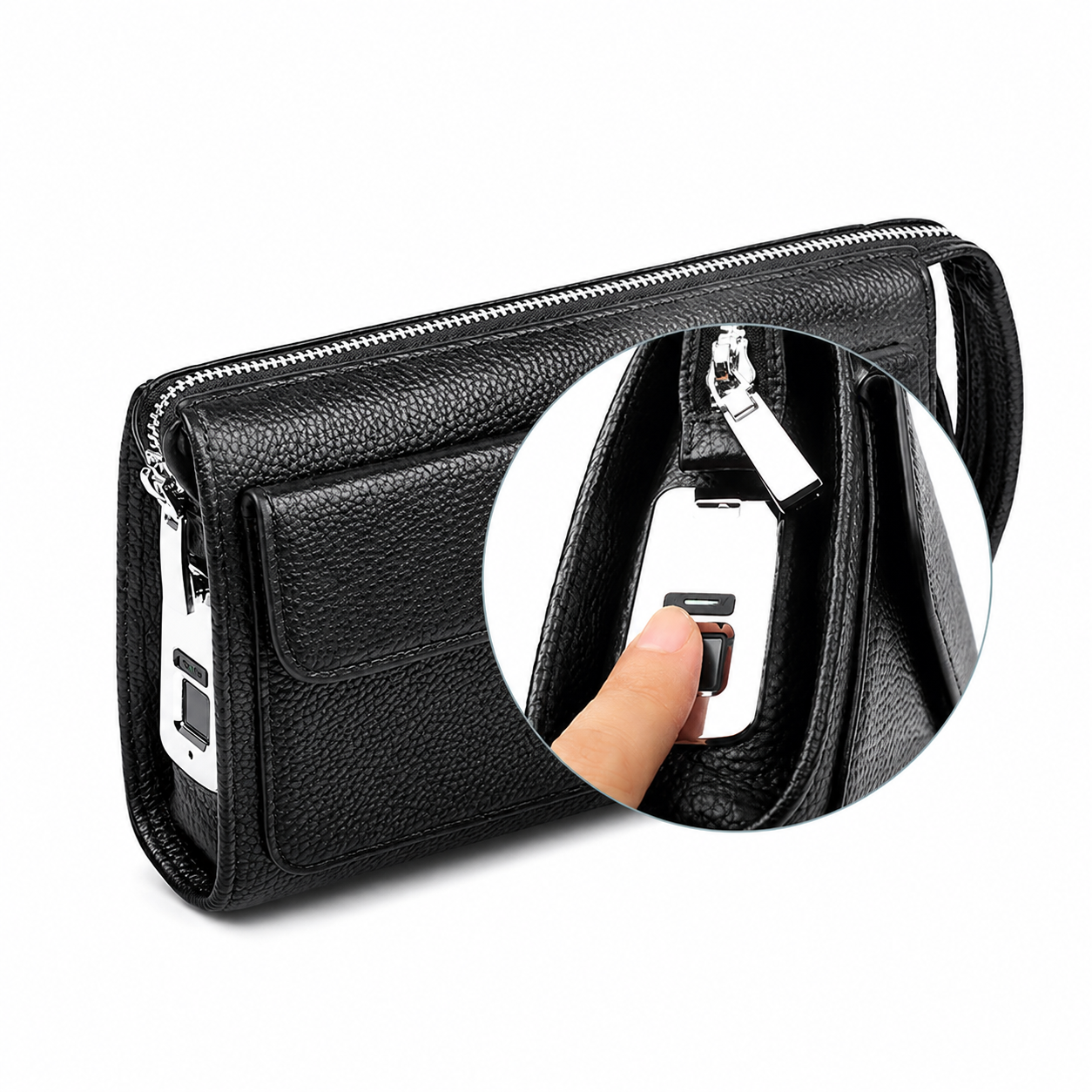 Genuine Leather Fingerprint Lock Fashion Handbag