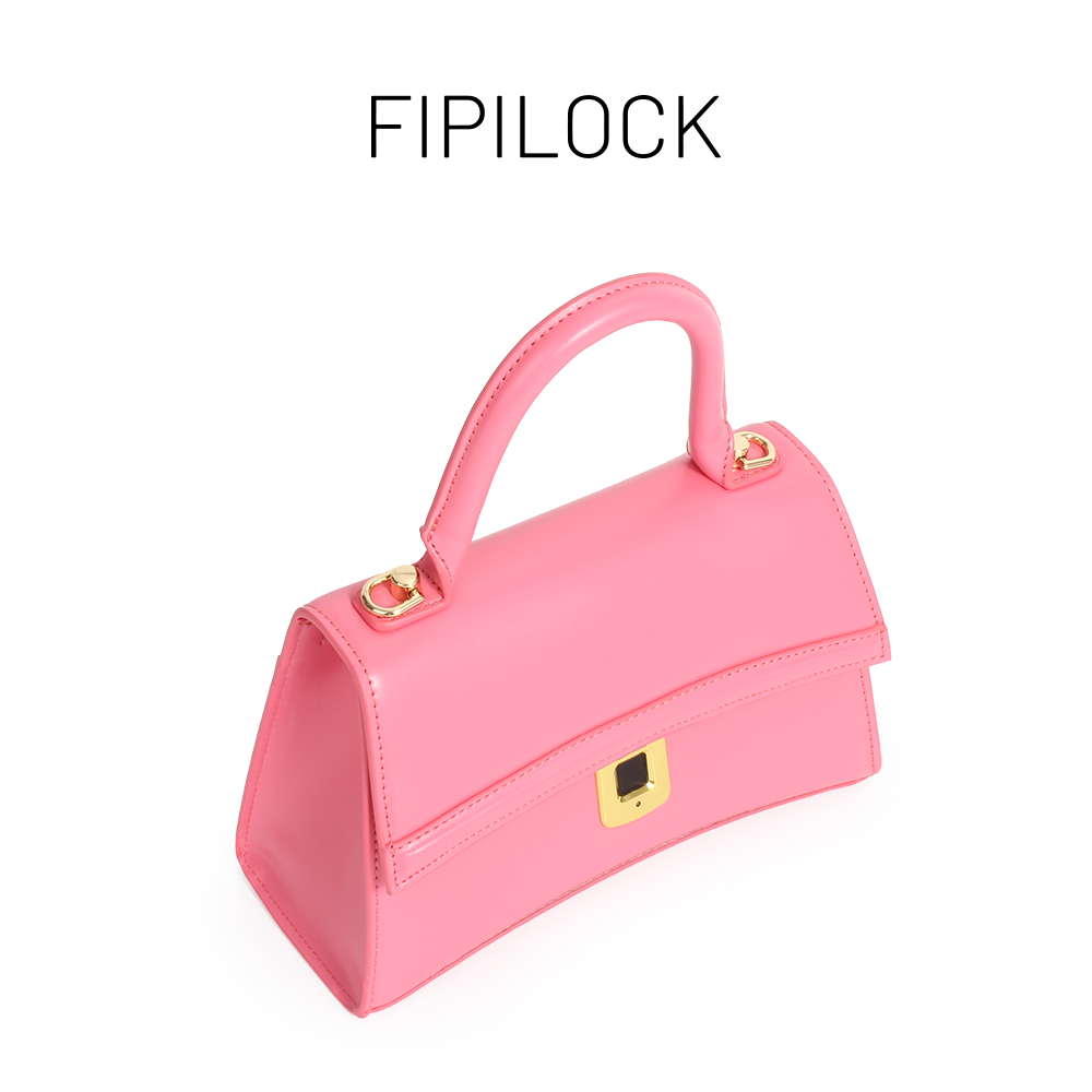 Pink handbag with fingerprint lock