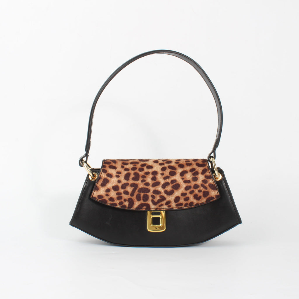 Leopard-print handbag with fingerprint lock