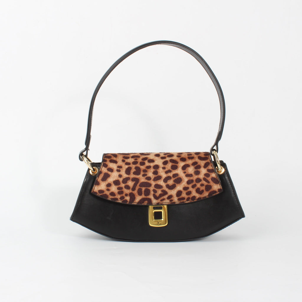 Leopard-print handbag with fingerprint lock