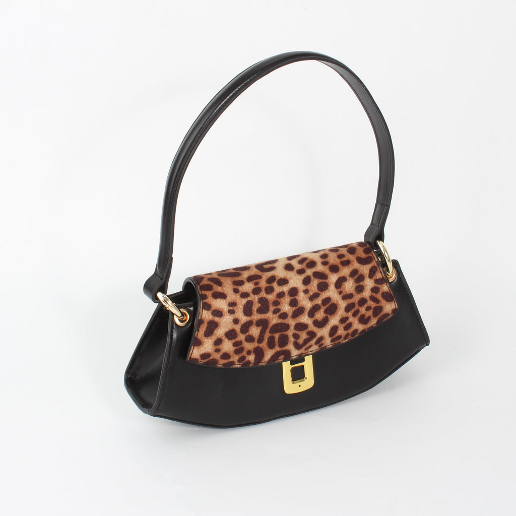 Leopard-print handbag with fingerprint lock