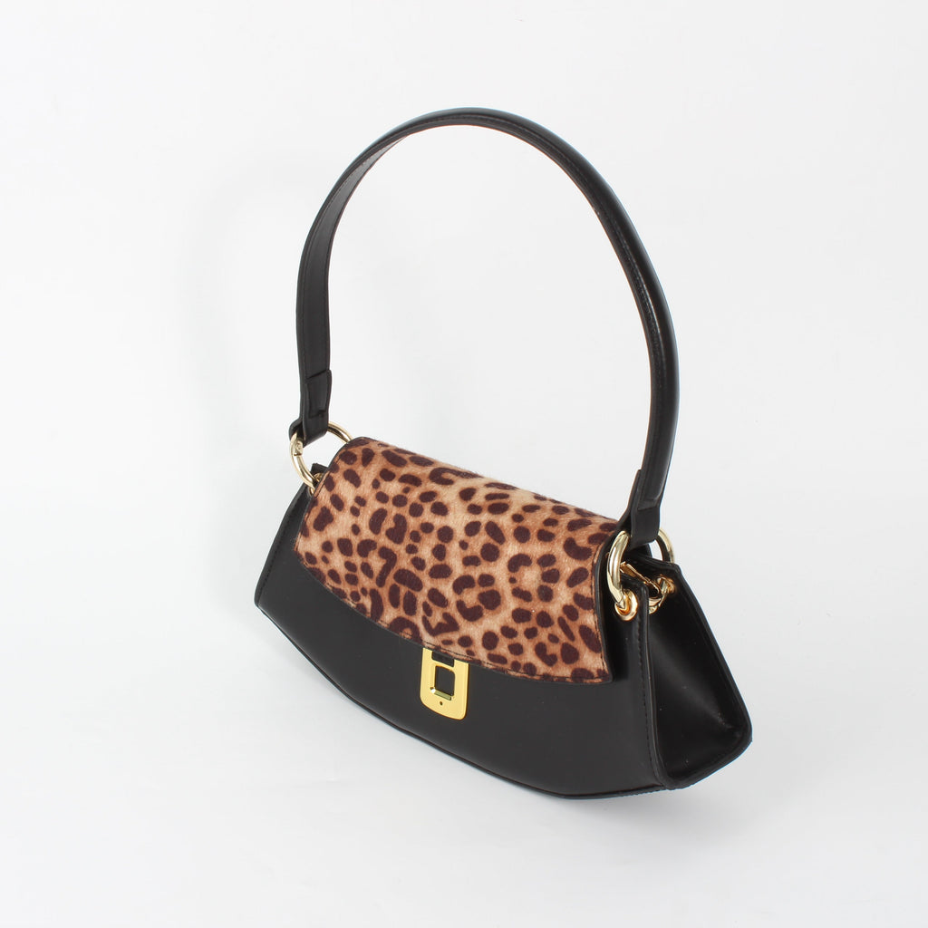 Leopard-print handbag with fingerprint lock