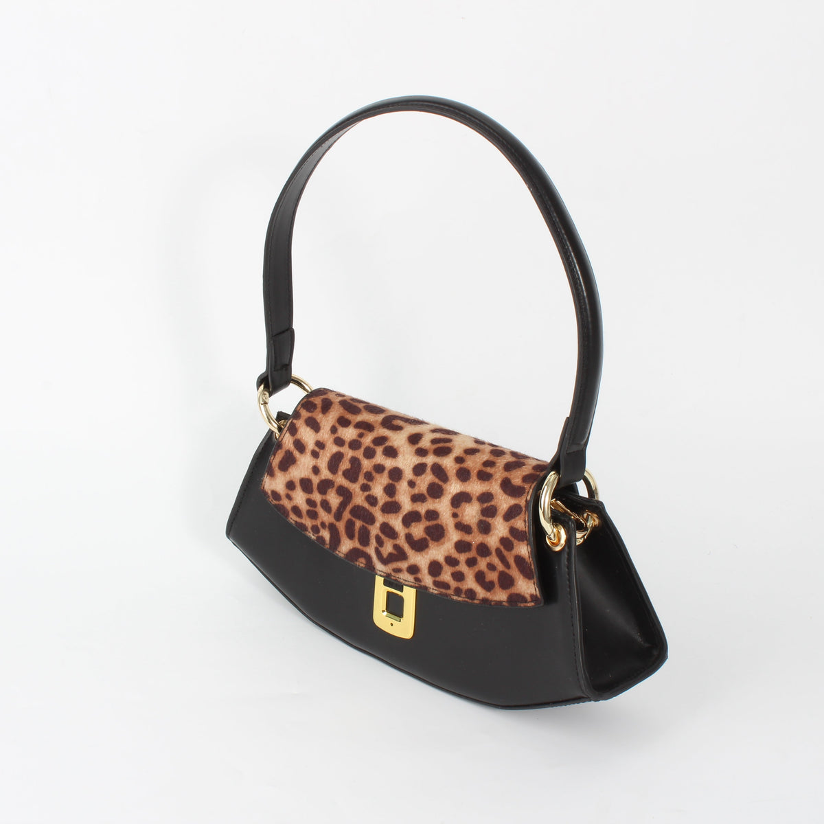 Leopard-print handbag with fingerprint lock