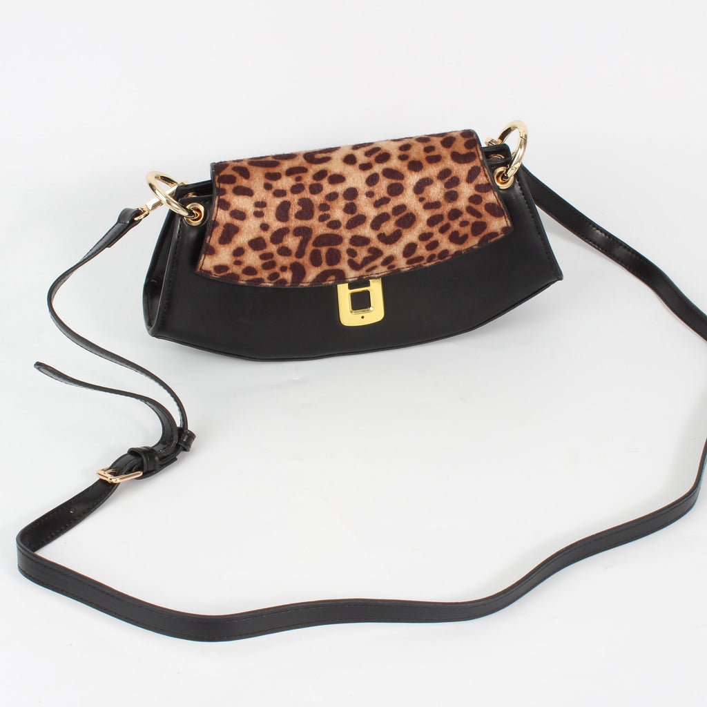 Leopard-print handbag with fingerprint lock