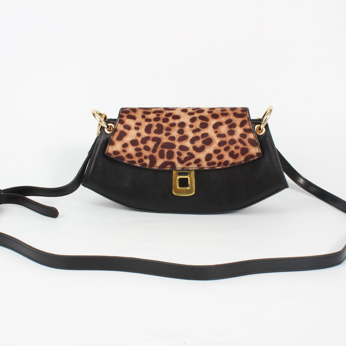 Leopard-print handbag with fingerprint lock