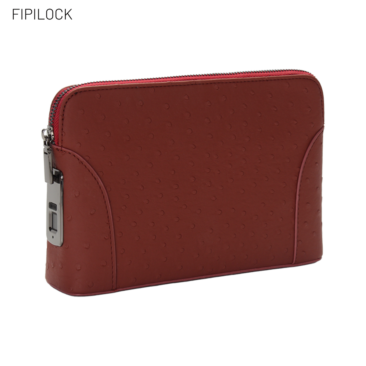 Ostrich-patterned fingerprint unlock clutch