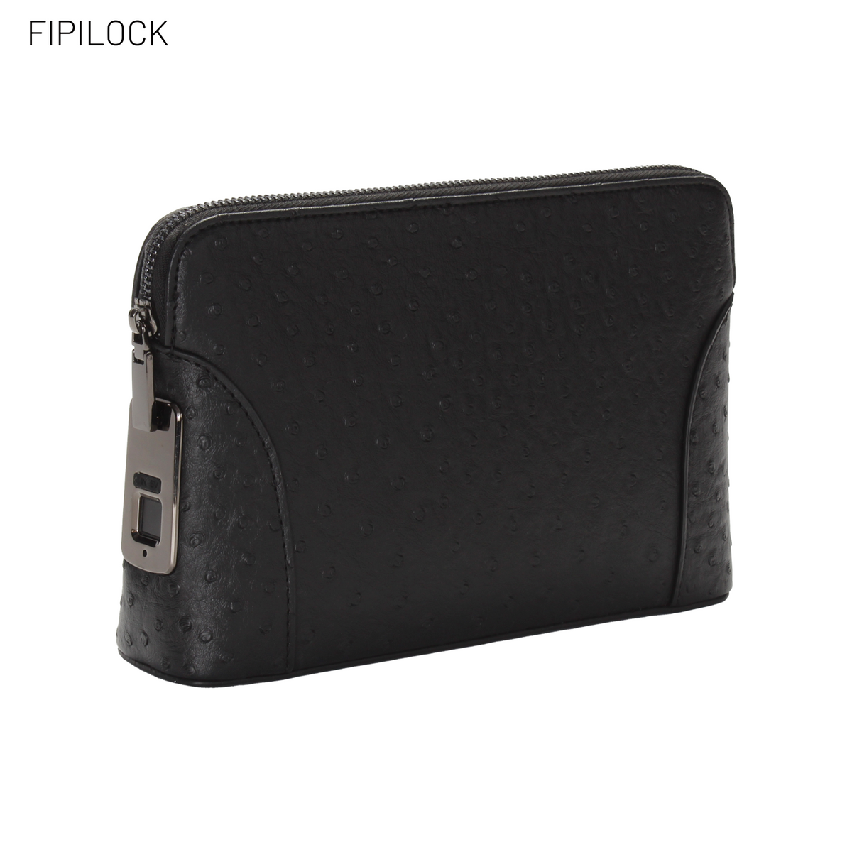 Ostrich-patterned fingerprint unlock clutch