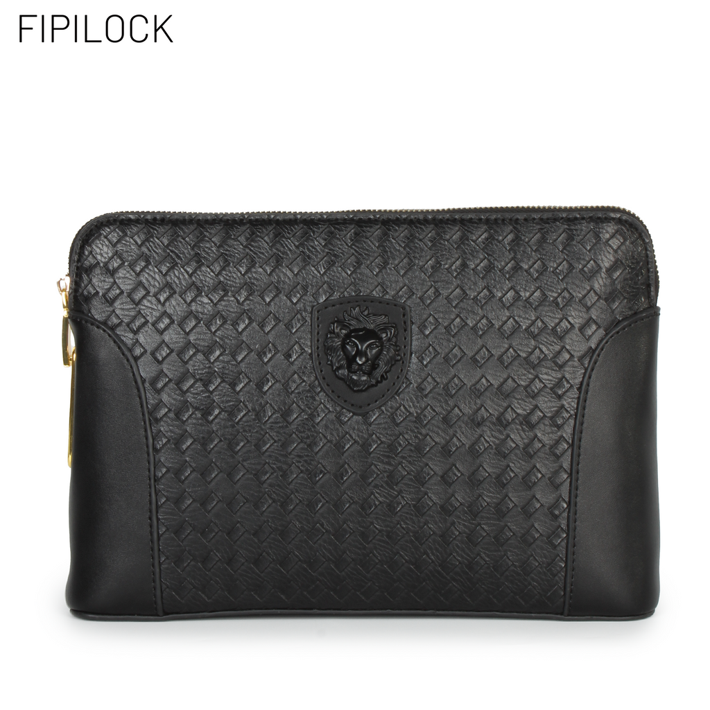 Men Genuine Top‑Grain Leather Smart Fingerprint Lock Hand Pouch