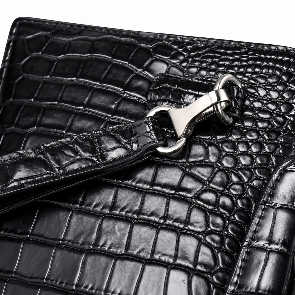 Genuine Leather Double-Zip Clutch