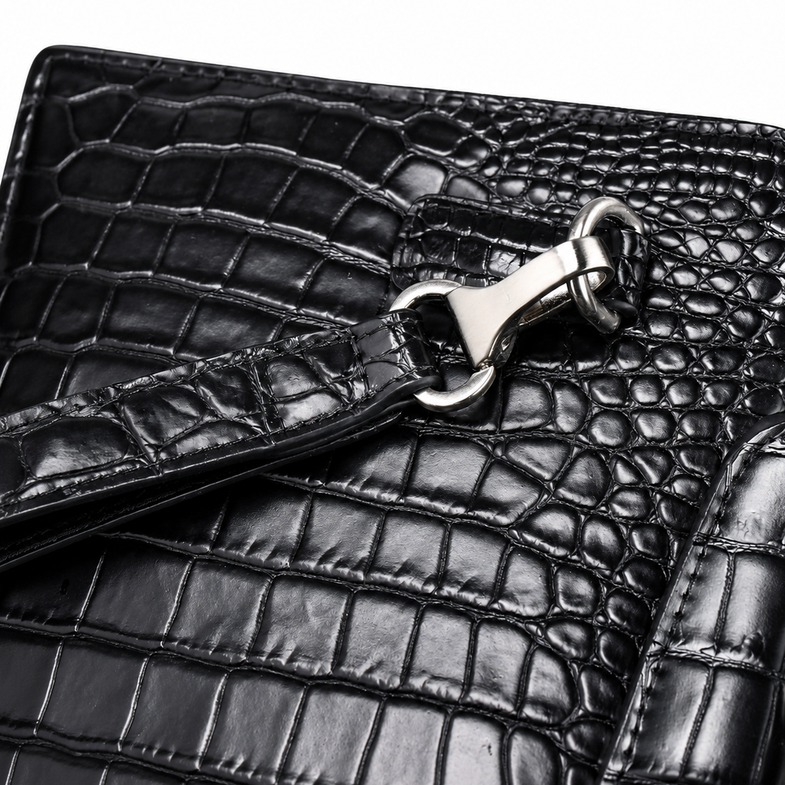 Genuine Leather Double-Zip Clutch