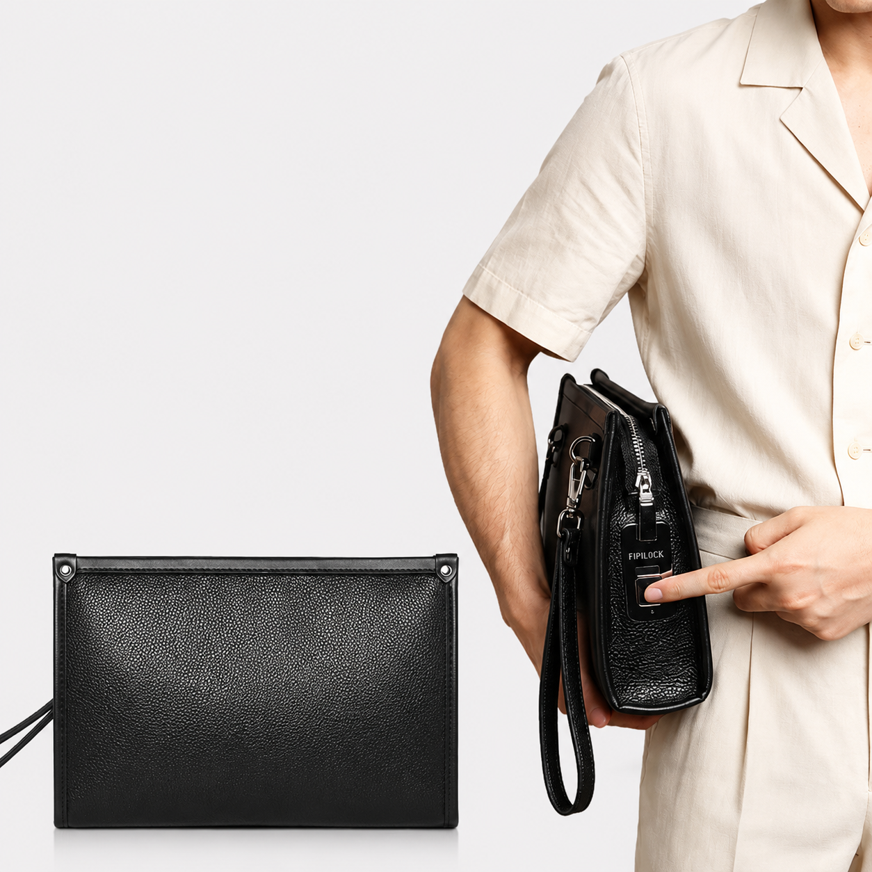 High-end genuine leather fingerprint lock anti-theft handbag