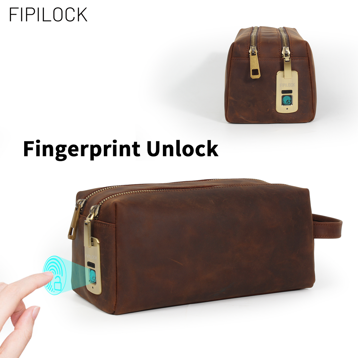 Anti-theft genuine leather clutch