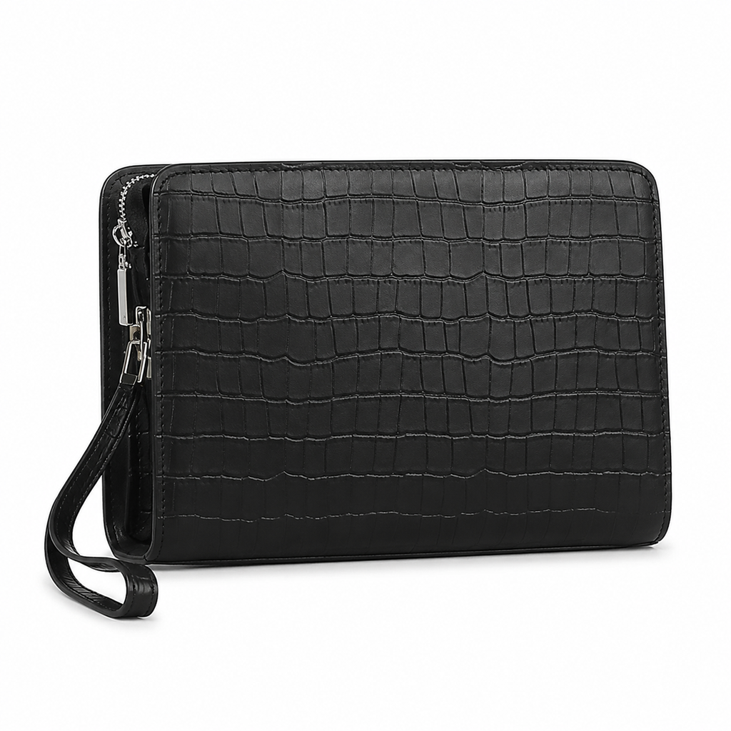 Genuine leather men's handbag with anti-theft combination lock