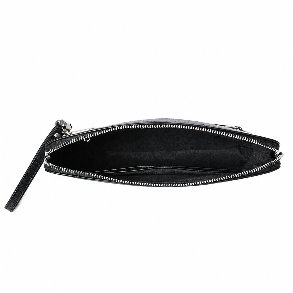 Crocodile-patterned combination lock clutch